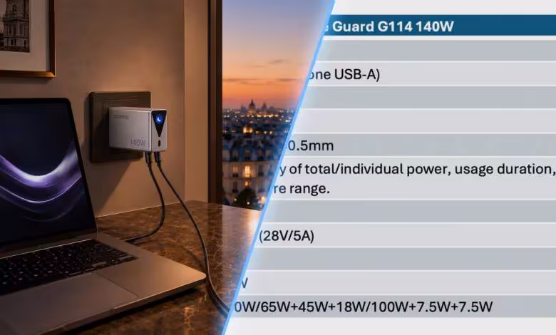 Colorful iGame Guard G114 : un chargeur GaN 140 W à quatre ports avec écran 1 Colorful iGame Guard G114 : un chargeur GaN 140 W à quatre ports avec écran