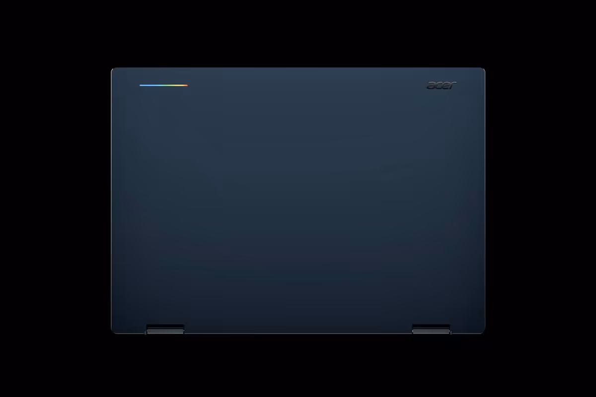Googlebook : Google lance cinq PC portables sous Android avec Gemini dès 899 $ 2 Vue arrière d’un PC portable Googlebook bleu foncé avec logo Googlebook et barre lumineuse multicolore