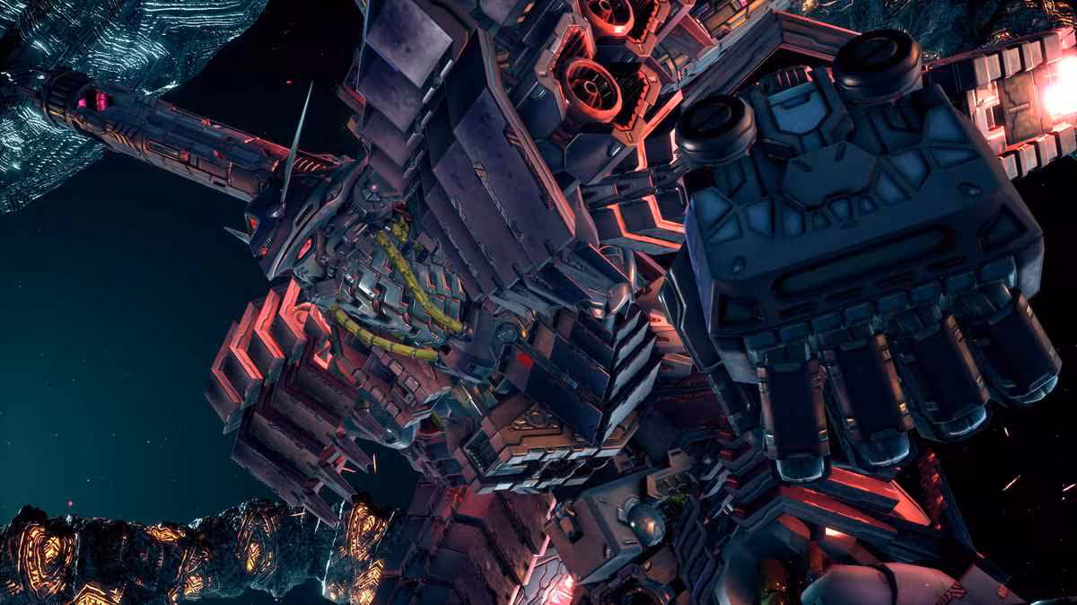 Gundam Rogue Orbit arrive le 5 mars 2027 avec une nouvelle chronologie inédite 4 Gros plan d’un mobile suit Gundam sombre, détails mécaniques rouges et cockpit visible