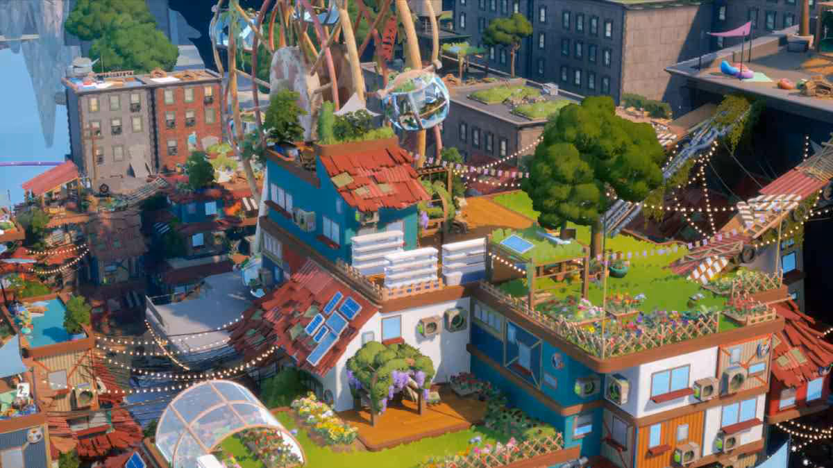 Loftia fixe sa sortie en accès anticipé au 3 novembre sur Steam à 29,99 dollars 3 Quartier urbain coloré de Loftia avec jardins sur les toits et immeubles
