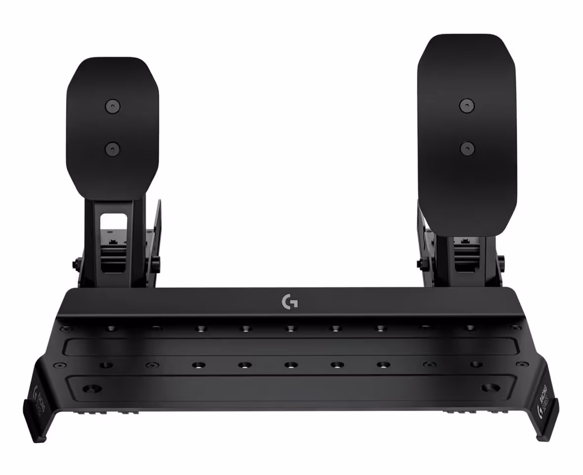 Vue frontale du pédalier Logitech Racing Series à deux pédales