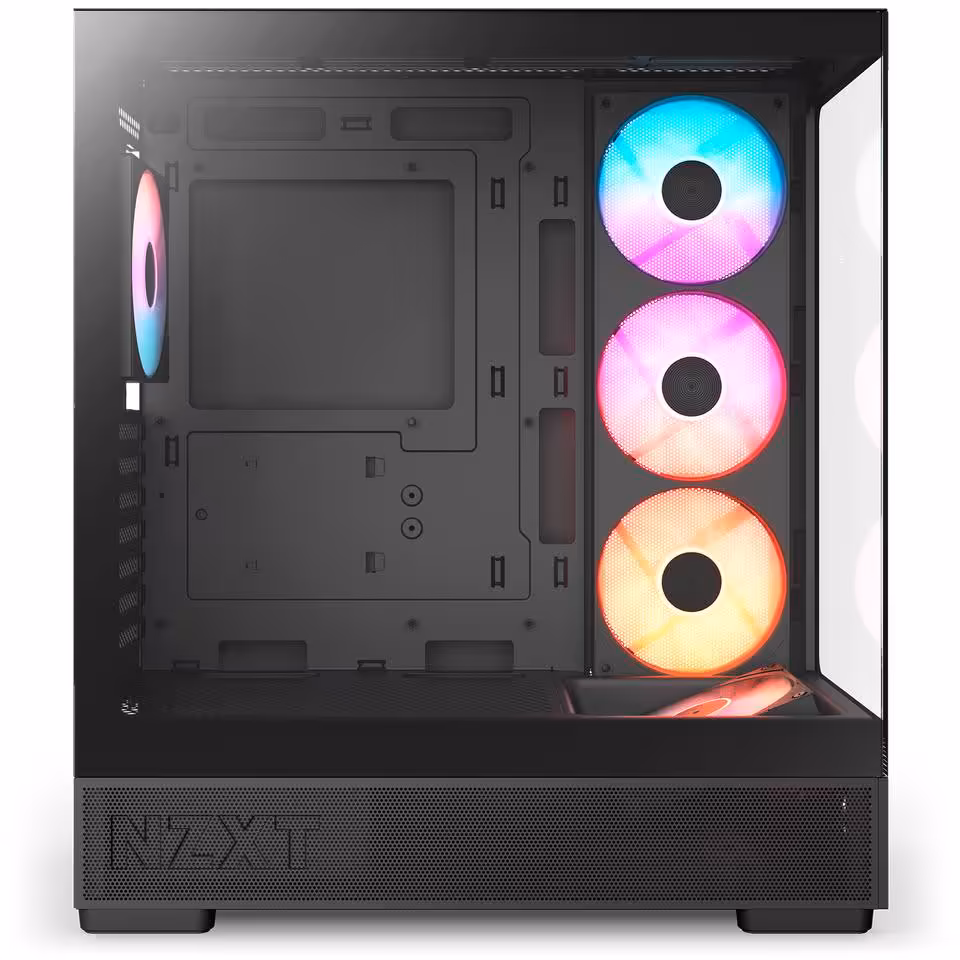 NZXT S5 RGB : deux boîtiers ATX panoramiques en acier proposés dès 59,90 € 12 Intérieur du boîtier NZXT S5 RGB noir avec quatre ventilateurs RGB préinstallés
