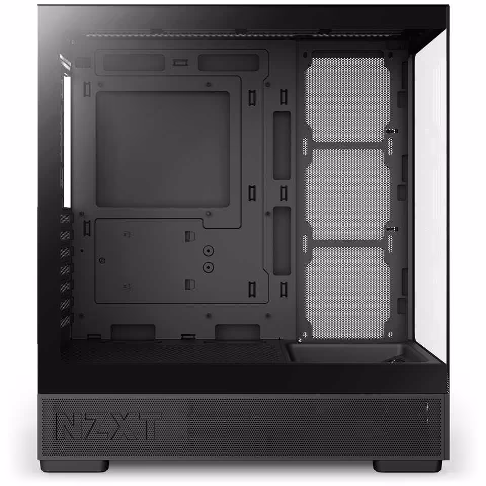 NZXT S5 RGB : deux boîtiers ATX panoramiques en acier proposés dès 59,90 € 7 Intérieur vide du boîtier ATX NZXT S5 RGB noir, vue latérale
