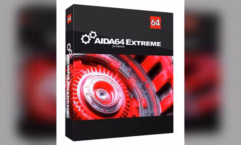AIDA64 8.40 élargit son support AMD et abandonne les anciens Windows 32 bits 1 Boîte du logiciel AIDA64 Extreme, packaging noir avec logo 64 rouge et visuel circulaire rouge futuriste