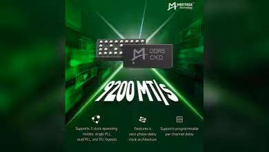 Puce Montage Technology DDR5 CKD compatible 9200 MT/s, avec contacts visibles et architecture d’horloge programmable
