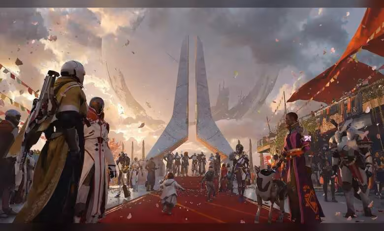 Destiny 2 redevient central chez Bungie, qui reconnaît l'échec commercial de Marathon 1 Artwork de Destiny 2 montrant des Gardiens rassemblés devant une immense structure futuriste sous un ciel dramatique