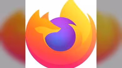 Logo Firefox coloré avec renard orange et violet sur fond blanc