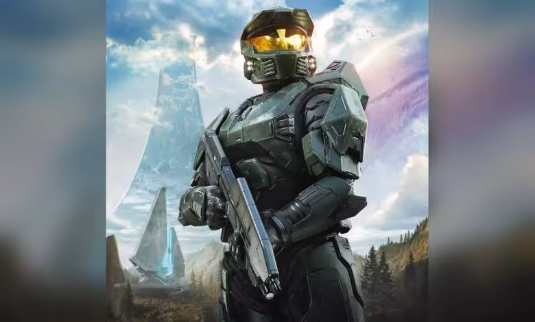 Halo passe sous le contrôle d’Activision après 268 licenciements chez Xbox 1 Master Chief de Halo en armure Mjolnir verte, visière dorée et fusil d’assaut futuriste