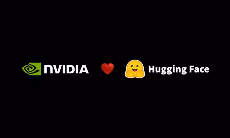 Hugging Face racheté par NVIDIA pour 12,93 milliards de dollars, l’ouverture maintenue 1 Logo NVIDIA et Hugging Face sur fond noir avec emoji cœur entre les deux marques
