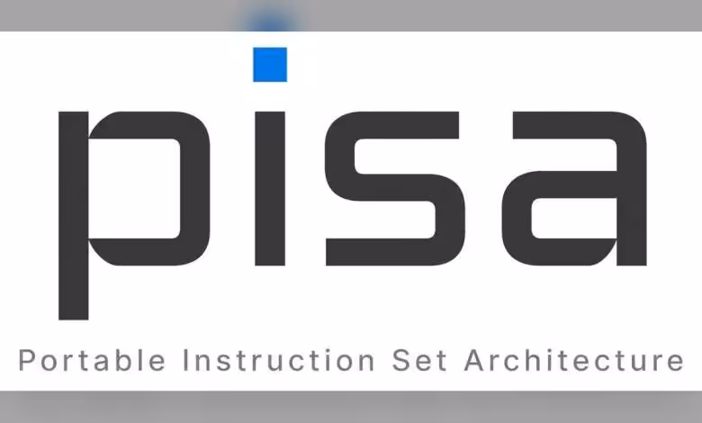 Intel PISA : une ISA virtuelle pour porter le code entre plusieurs générations de GPU 1 Logo Intel PISA, Portable Instruction Set Architecture, sur fond blanc
