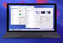 Ordinateur portable affichant le bureau KDE Plasma avec fenêtres de paramètres et gestionnaire d’applications ouverts