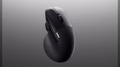 Souris gaming Pulsar X5 noire en vue produit sur fond gris, design ergonomique profilé