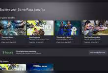 Interface Xbox Game Pass affichant les avantages, le temps de jeu cloud restant et l’option d’ajouter du temps de jeu