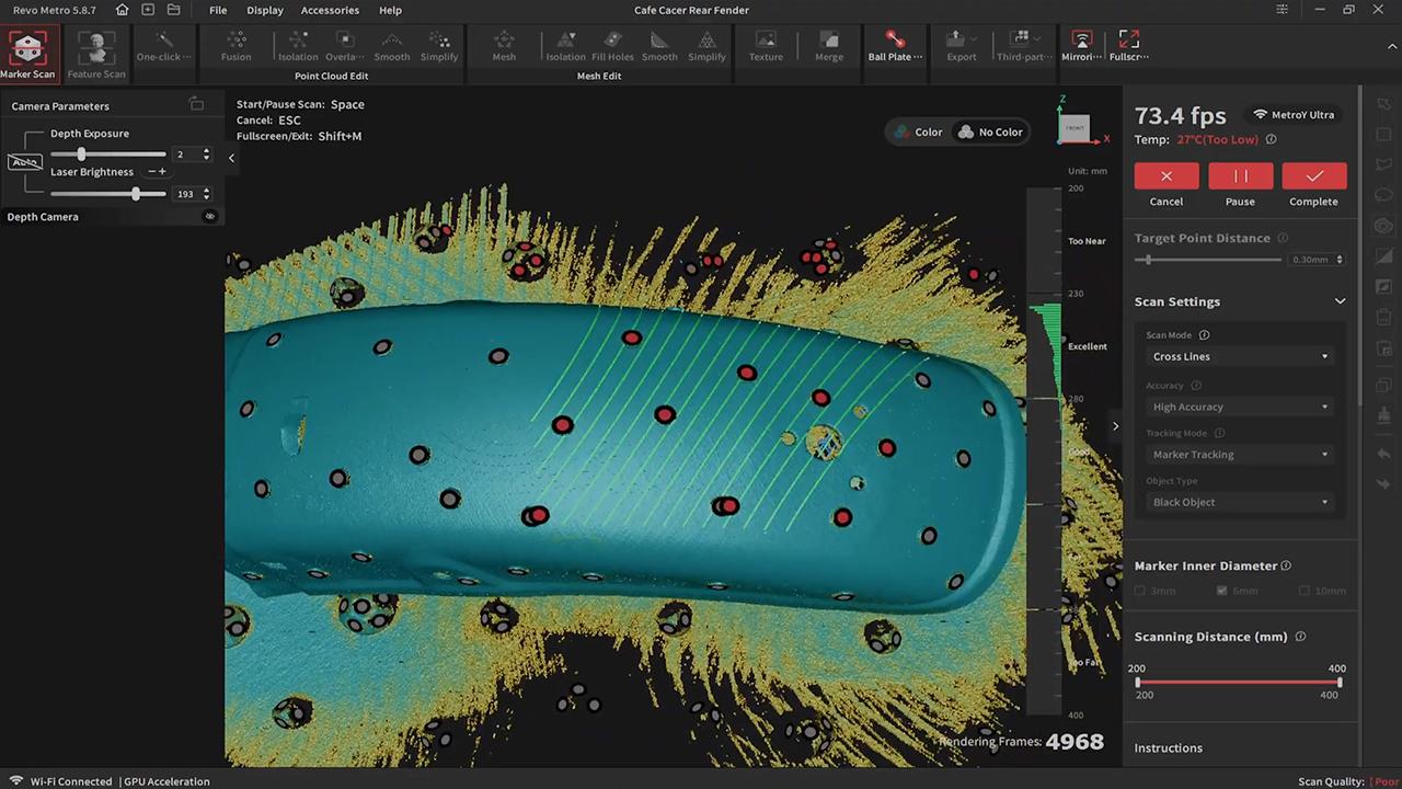 Revopoint MetroY Ultra : quand le scan 3D donne une seconde vie aux pièces introuvables 3 Numérisation du garde-boue arrière dans le logiciel Revo Metro