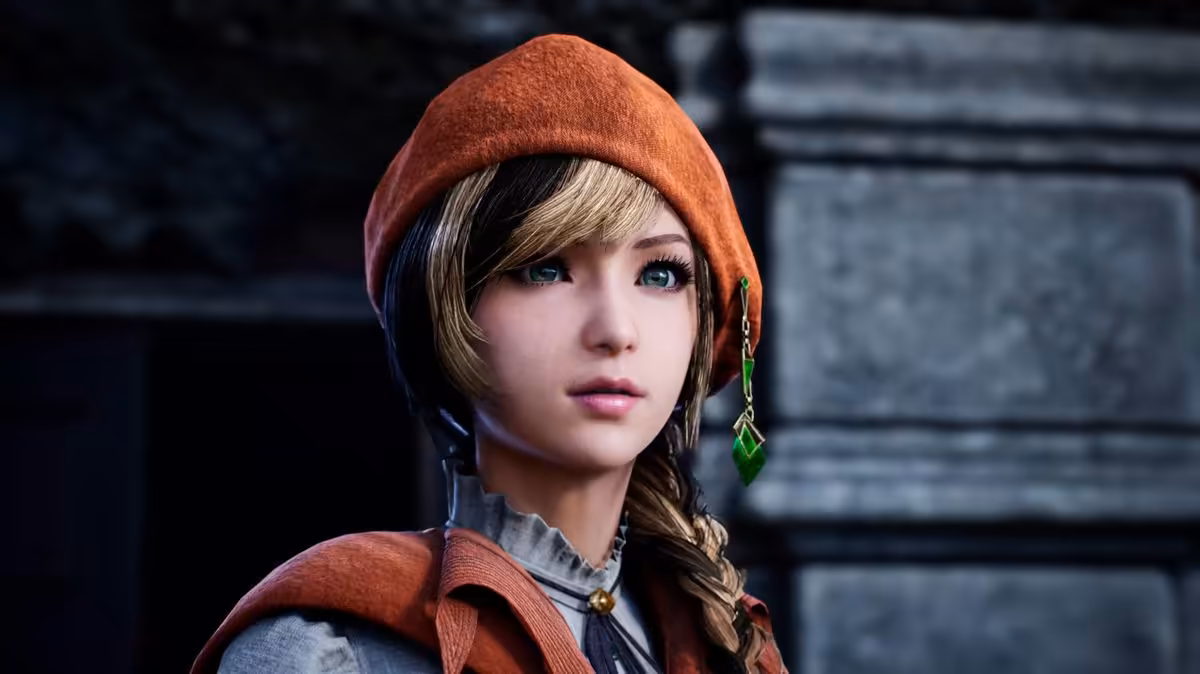 Gros plan d’une jeune héroïne en capuche orange, style anime, visage détaillé
