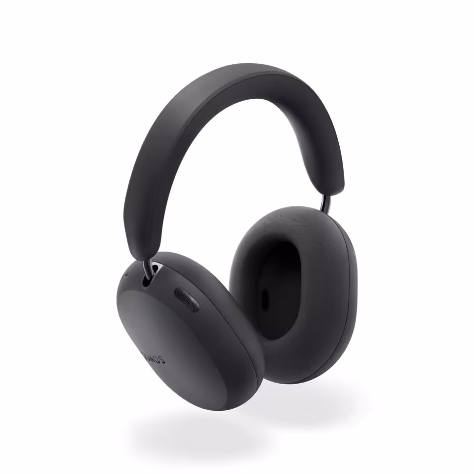 Casque audio Sonos noir, vue produit isolée sur fond blanc
