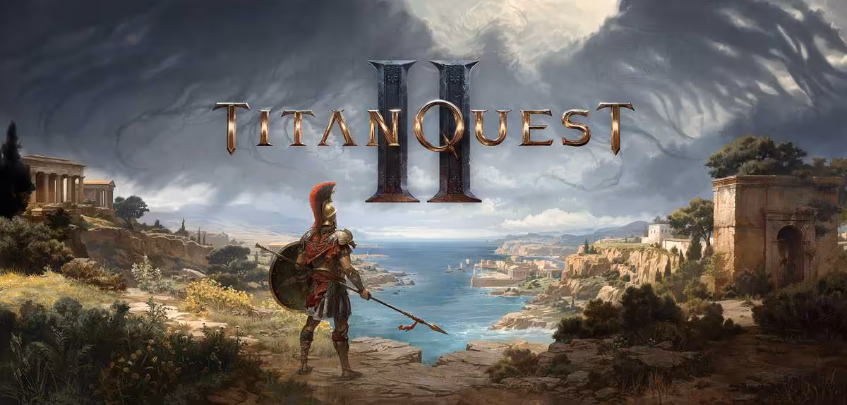 Titan Quest II fixe sa sortie complète au 19 janvier 2027 sur PC et consoles 2 Visuel officiel Titan Quest II montrant un guerrier grec face à la mer et aux ruines antiques
