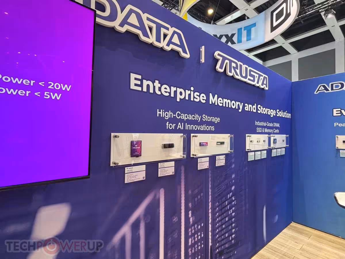 TRUSTA : ADATA accélère dans le SSD entreprise et l'industriel à l'IFA 2026 2 Stand ADATA TRUSTA avec solutions de stockage entreprise, panneaux et modules SSD exposés
