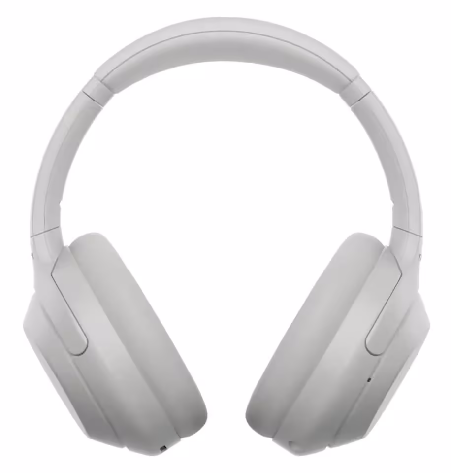 Casque Sony WH-1000XM4 blanc, vue de face sur fond blanc