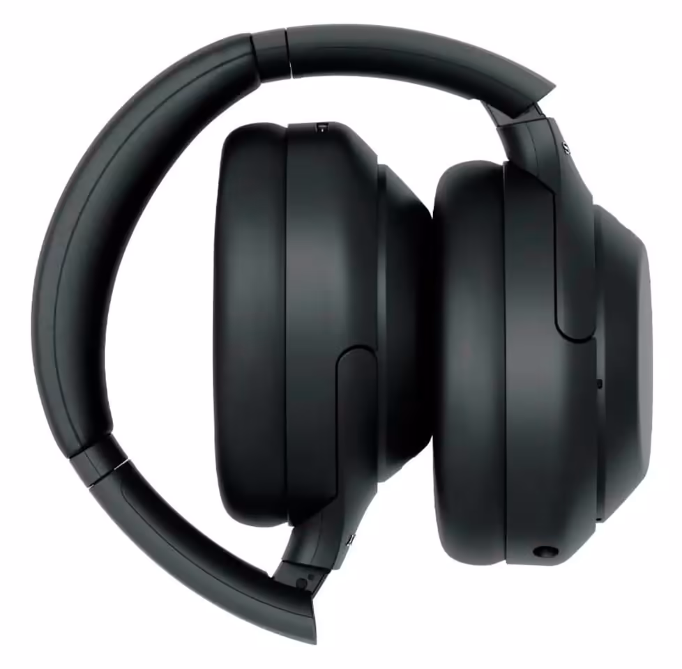 Casque Sony WH-1000XM4 noir, vue de profil sur fond blanc