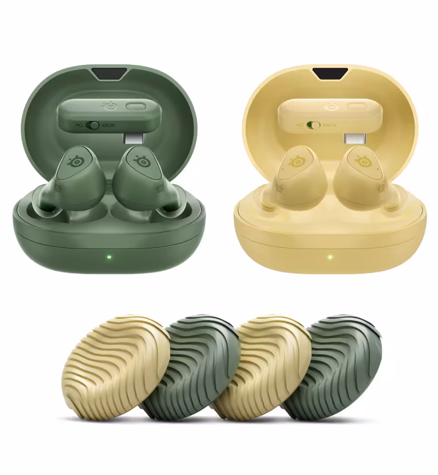 Écouteurs et boîtiers Xbox Cozy Collection verts et jaunes avec coques texturées assorties