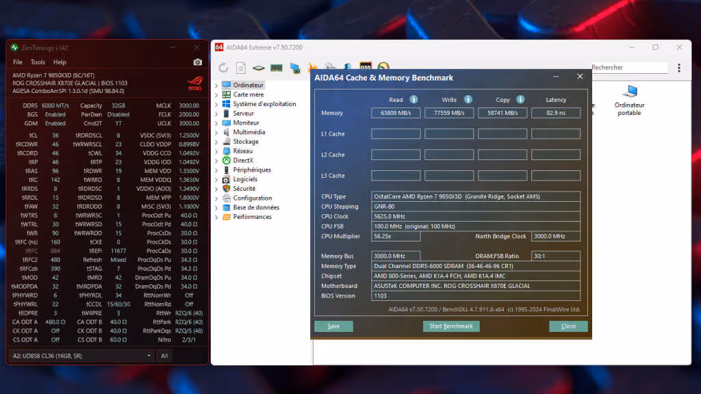 agi turbosprint ud858 rgb 32 go ddr5 6000 cl36 aida 64 expo 1