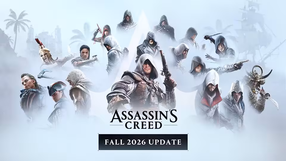 Assassin's Creed : Ubisoft écarte tout nouveau remake après Black Flag Resynced 2 Visuel promotionnel Assassin’s Creed réunissant plusieurs protagonistes de la saga, avec mention Fall 2026 Update