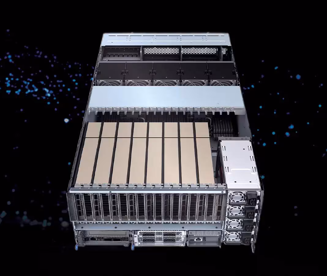 Astera Labs Orion libère les racks IA du choix initial des CPU et accélérateurs 2 Serveur rack IA Orion d’Astera Labs, vue du châssis avec accélérateurs et refroidissement