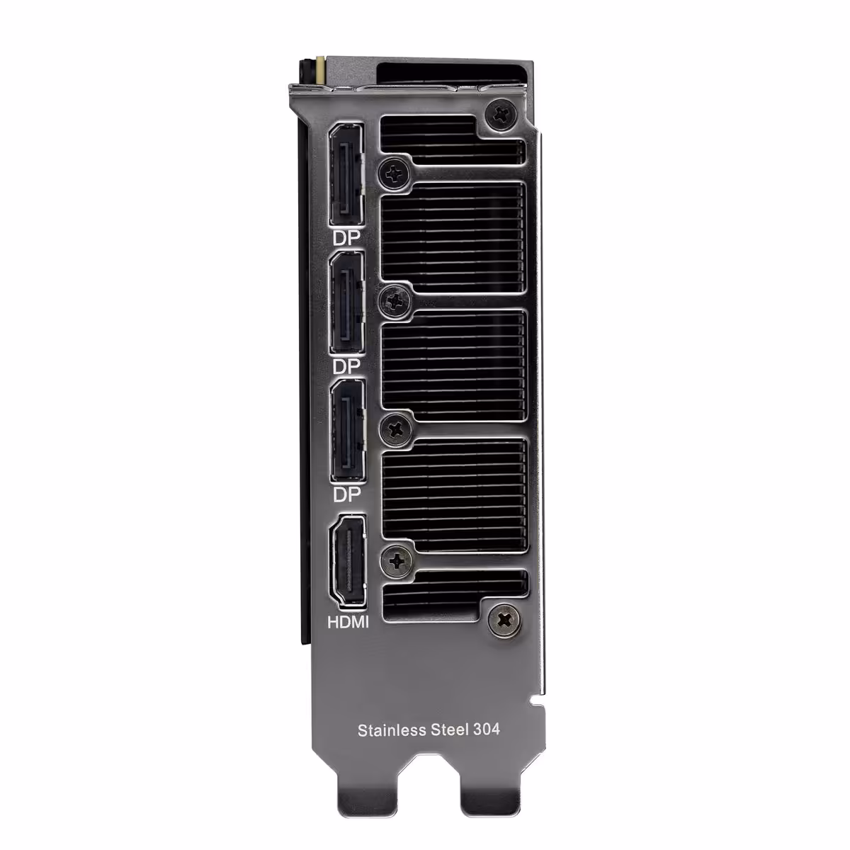 ASUS Arc Pro B70 : une première carte Intel Battlemage dotée de 32 Go de mémoire 7 Équerre de connectique ASUS uGen Intel Arc Pro B70 avec trois DisplayPort et un HDMI