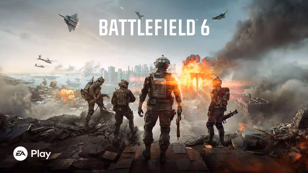 Battlefield 6 rejoint le Xbox Game Pass juste avant la sortie de Modern Warfare 4 3 Illustration officielle Battlefield 6 montrant quatre soldats sur un champ de bataille urbain en flammes