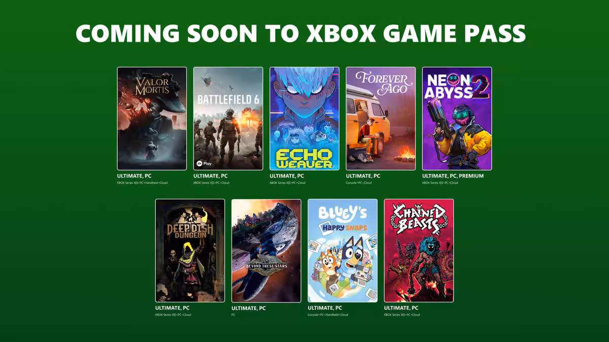 Battlefield 6 rejoint le Xbox Game Pass juste avant la sortie de Modern Warfare 4 2 Visuel Xbox Game Pass annonçant Battlefield 6 et plusieurs jeux prochainement disponibles