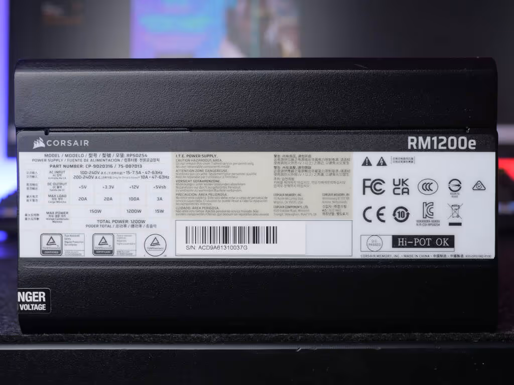 corsair rm1200e deuxième génération 2026 specs etiquette