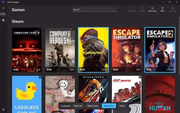 DLSS Swapper 1.2.7.0 met à jour DLSS, FSR et XeSS sur plusieurs jeux à la fois