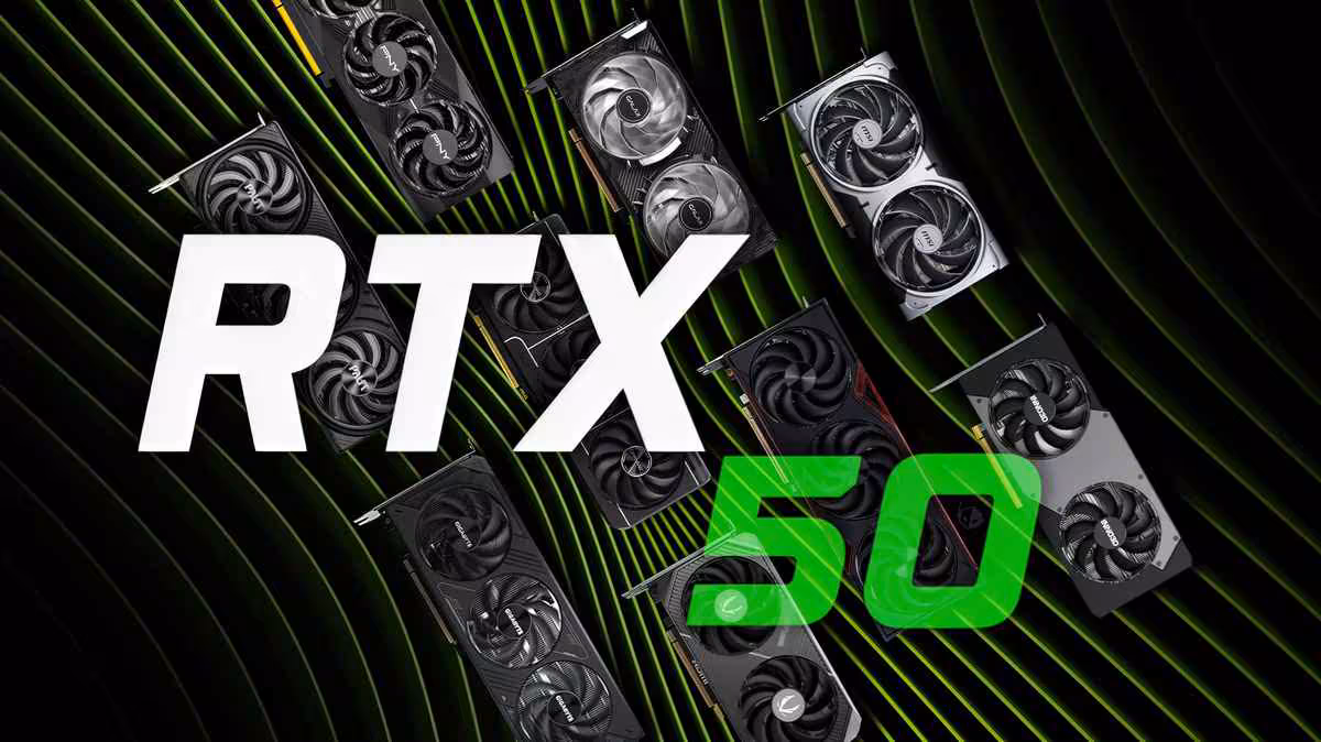 GALAX maintenue par Palit, mais la pénurie de GPU fragilise les petites marques 2 Visuel NVIDIA RTX 50 montrant plusieurs cartes graphiques GeForce RTX série 50
