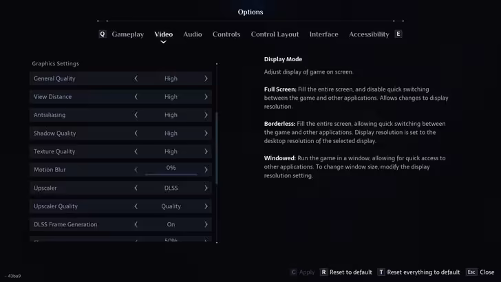 Hellraiser Revival : les réglages PC optimisés offrent 33 % de performances en plus 8 Menu graphique Hellraiser Revival avec textures, ombres, DLSS Frame Generation et réglage de netteté