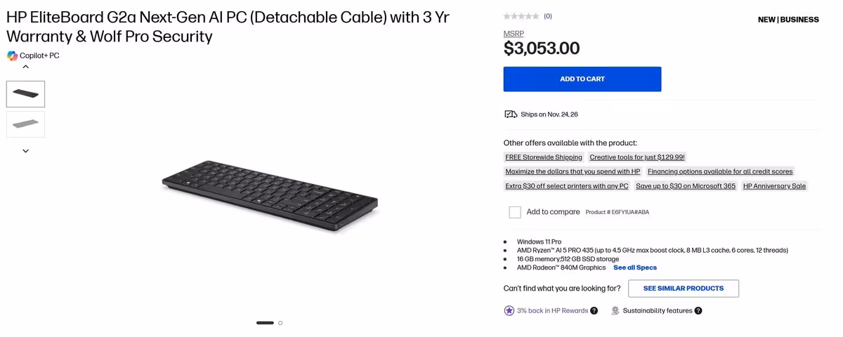 HP EliteBoard G2a : le PC-clavier Ryzen AI Pro 400 débute à plus de 3 000 dollars 2 HP EliteBoard G2a : le PC-clavier Ryzen AI Pro 400 débute à plus de 3 000 dollars