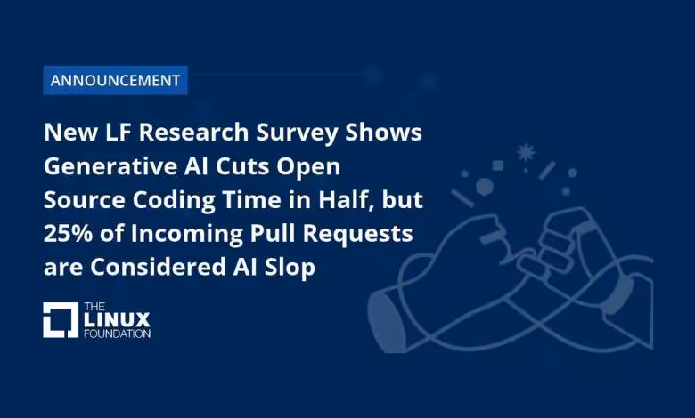 IA générative : 25 % des pull requests open source seraient du code médiocre 1 Visuel Linux Foundation annonçant que l’IA générative réduit le codage open source, mais crée 25 % de pull requests médiocres