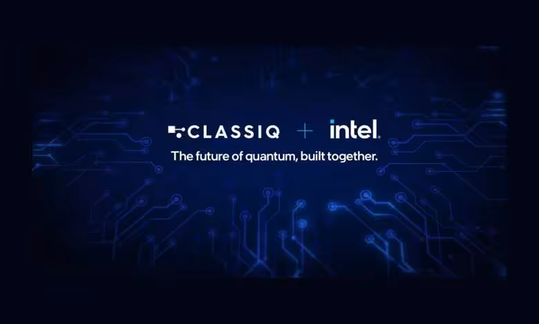 Intel Classiq : un rachat pour bâtir une plateforme quantique complète et ouverte 1 Logos Classiq et Intel sur fond de circuits bleus, annonçant leur partenariat pour l’informatique quantique