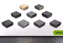 Plusieurs mini-PC NVIDIA DGX Spark posés sur fond blanc, avec logo NVIDIA Local AI
