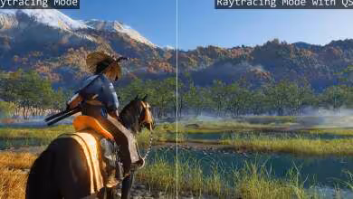 Comparatif ray tracing avec et sans QSSR sur PlayStation 5, montrant un jeu de chevalier à cheval