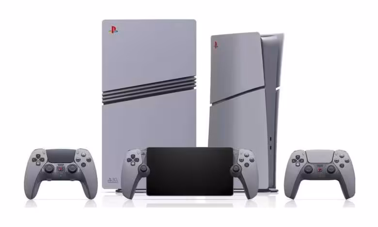 PlayStation portable : Sony pourrait être seul à profiter d'un GPU AMD RDNA 5 1 Concept de consoles PlayStation portables Sony grises avec écrans centraux et manettes DualSense assorties