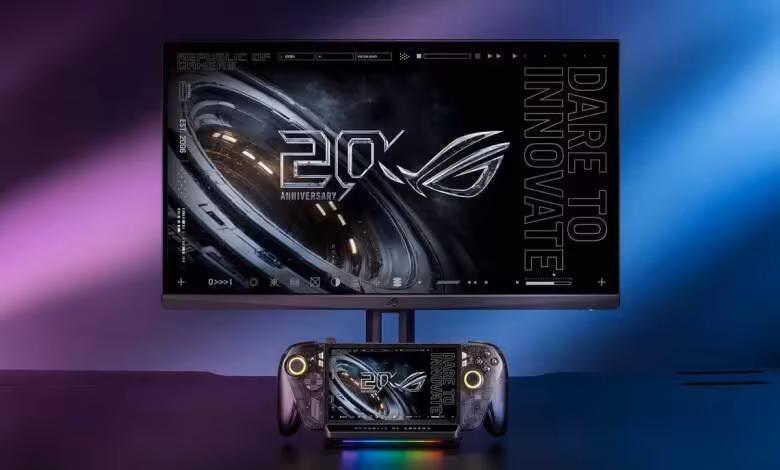 ROG Bulwark Dock DG310 : HDMI 2.1, 4K à 144 Hz et charge jusqu’à 80 W 1 Console ASUS ROG Ally connectée au dock ROG Bulwark DG310 et à un écran gaming