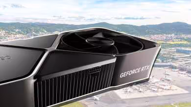 Carte graphique NVIDIA GeForce RTX noire, design Founders Edition avec ventilateur central et ailettes de refroidissement vis
