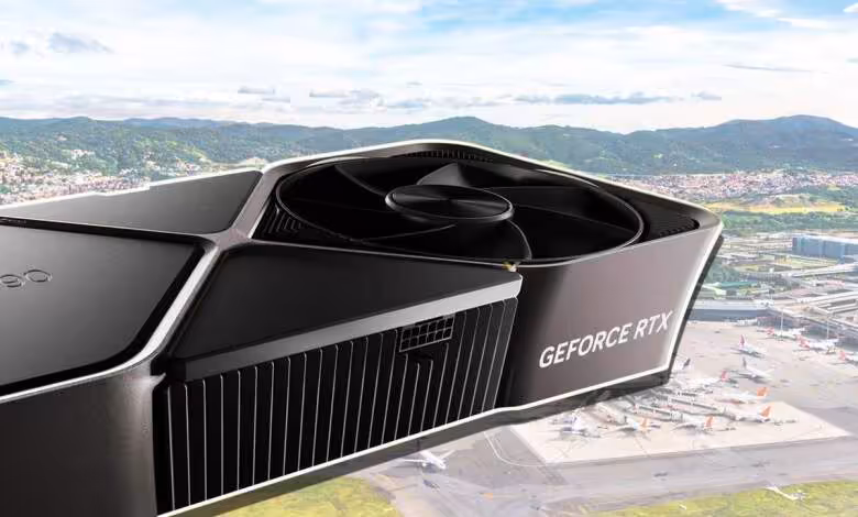 RTX 5090 : deux palettes d'une valeur de 500 000 dollars disparaissent au Brésil 1 Carte graphique NVIDIA GeForce RTX noire, design Founders Edition avec ventilateur central et ailettes de refroidissement vis