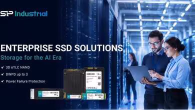 Solutions SSD entreprise SP Industrial avec modèles E1.L, U.2 et M.2 dans un centre de données IA