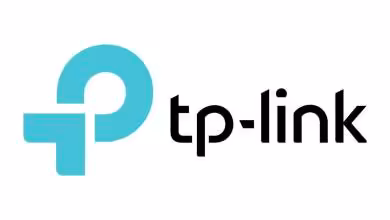 Logo TP-Link turquoise et noir sur fond blanc, fabricant d’équipements réseau Wi-Fi