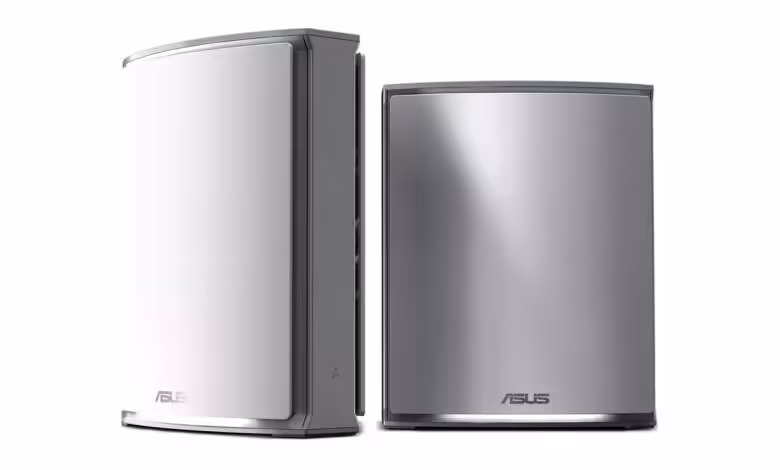 WiFi 8 : ASUS commercialise le ZenWiFi BN12, son premier système mesh tri-bande 1 Routeurs mesh ASUS ZenWiFi BN12 blanc et gris, vus de face sur fond blanc