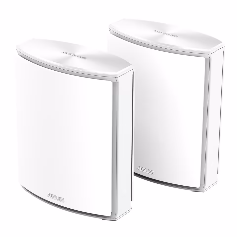 WiFi 8 : ASUS commercialise le ZenWiFi BN12, son premier système mesh tri-bande 2 Deux routeurs mesh ASUS ZenWiFi BN12 blancs présentés sur fond blanc