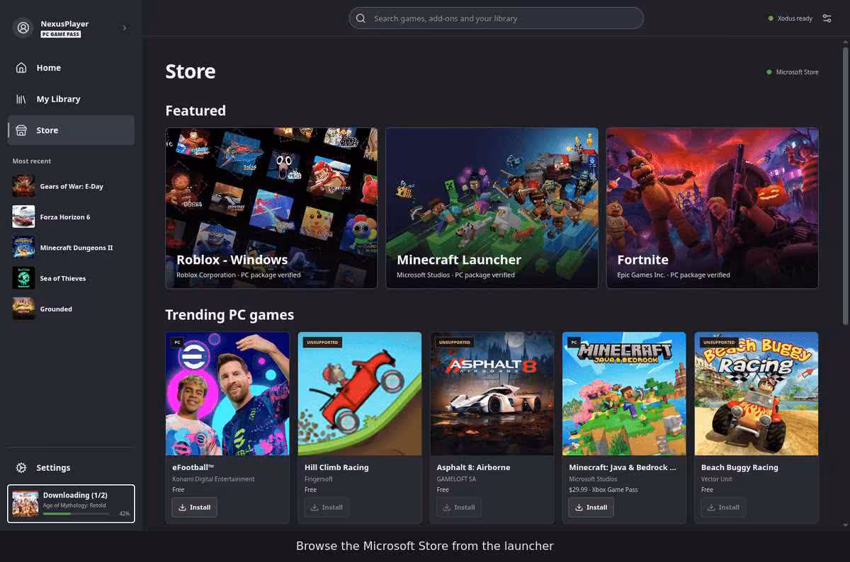 Xodus Nexus rapproche le Xbox Game Pass de SteamOS et Linux avec une vraie interface 4 Xodus Nexus rapproche le Xbox Game Pass de SteamOS et Linux avec une vraie interface