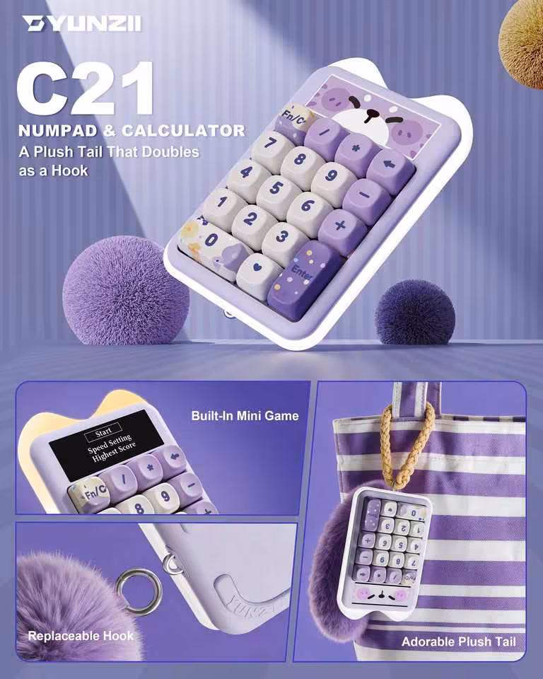 Yunzii C21 : un pavé numérique mécanique sans fil qui fait aussi calculatrice 11 Yunzii C21 : un pavé numérique mécanique sans fil qui fait aussi calculatrice